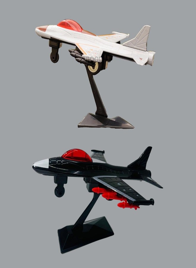 YUIOP - F16 Plane - 2 Pcs - Army Fighter Plane - Friction Powered Pull Back Toy Plane - Realistic Design - Die Cast Plane - Vibrant Colors - Pack of 2 - Image 1